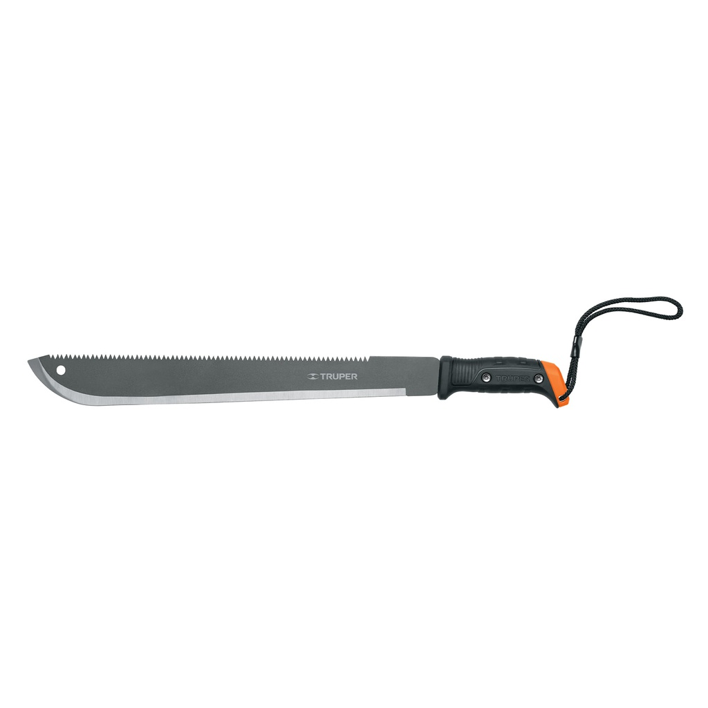 Machete doble filo 18', con correa, funda de carton, Truper