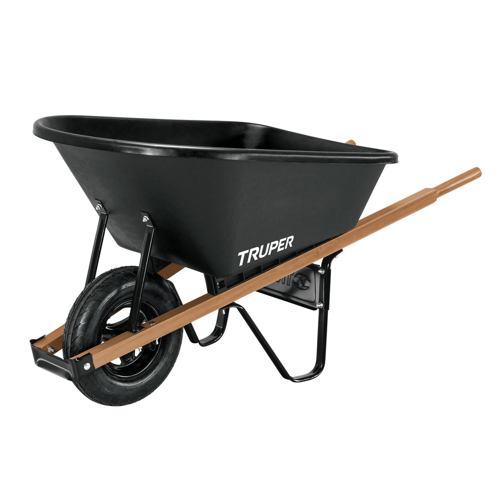 Carretilla concha plastica 6 ft3 Neumatica b/madera, Truper