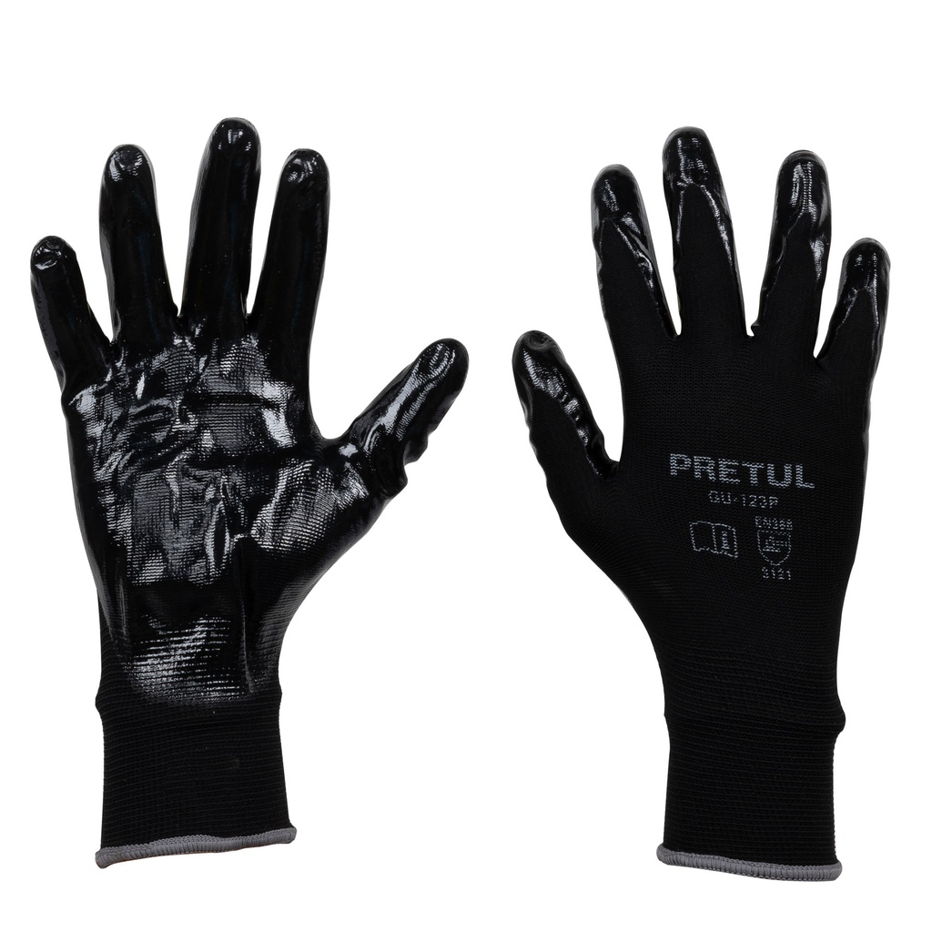 Guantes de nylon recubiertos de nitrilo, G, Pretul