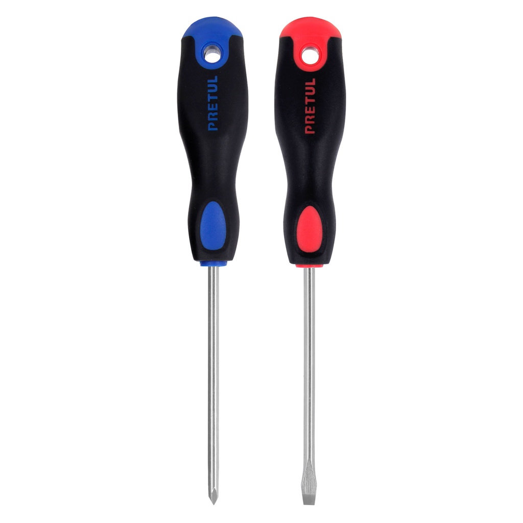 Duo de desarmadores 3/16' x 4' mango Comfort Grip, Pretul