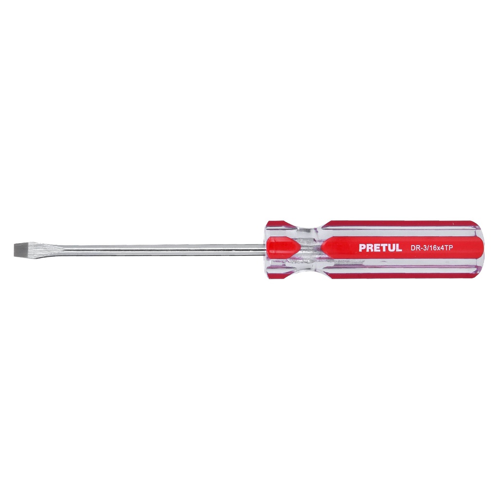 Desarmador plano 3/16 x 4' mango de PVC, Pretul