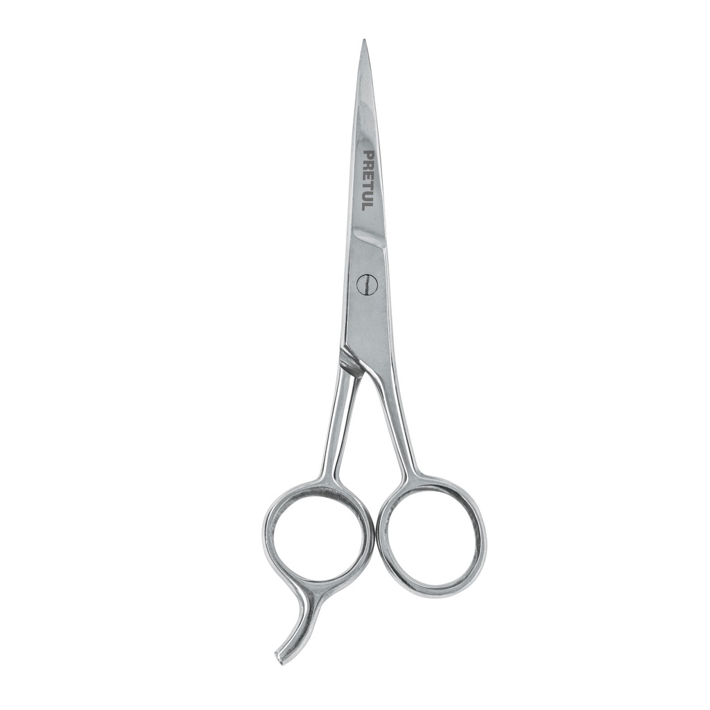 Tijera 5-1/2' acero inox con gancho para estilista, Pretul