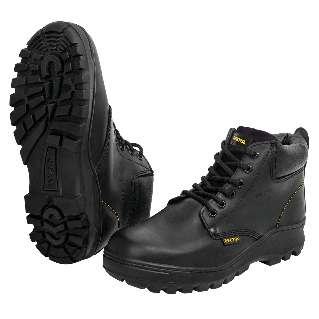 Bota de seguridad negra, #25 con casquillo de acero, Pretul