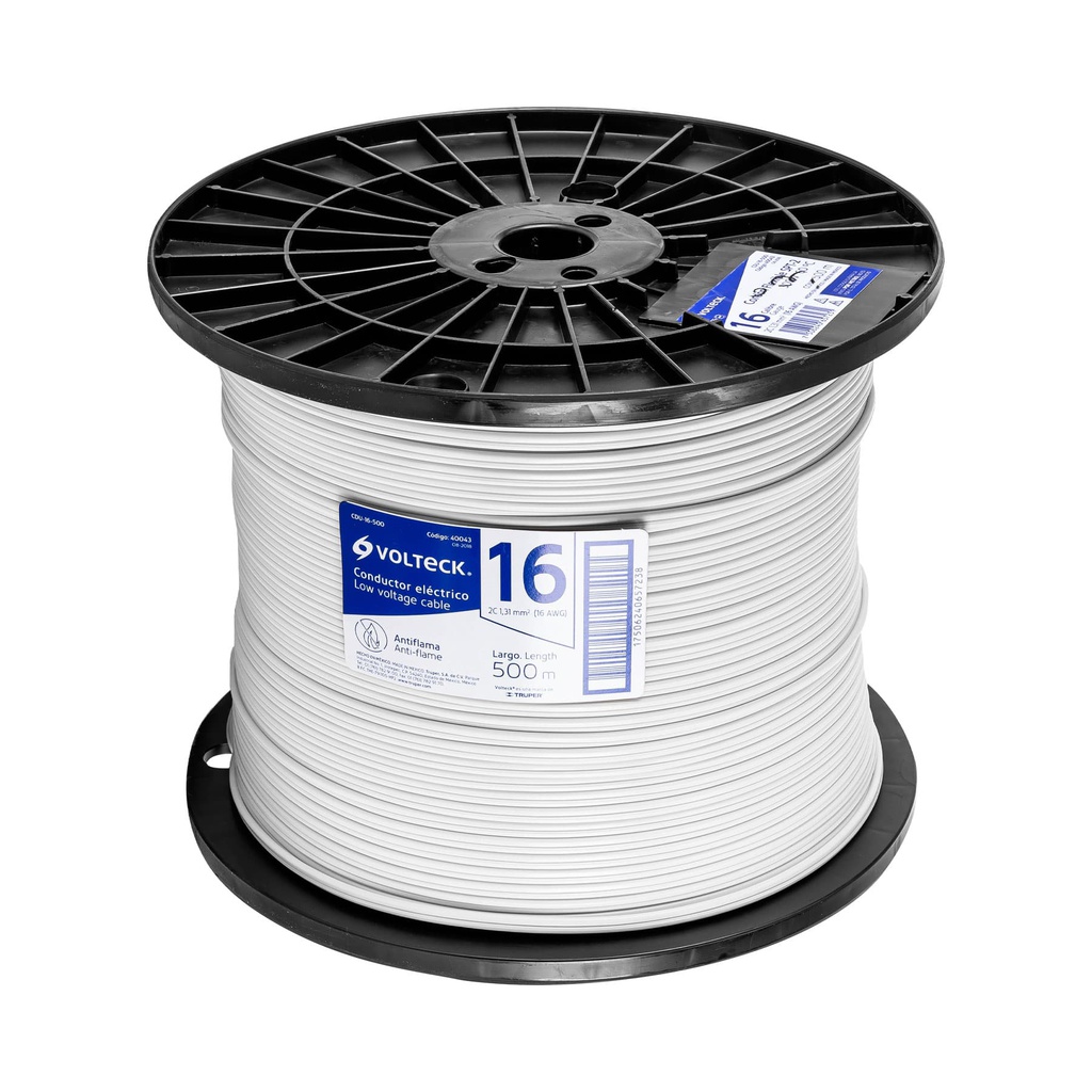 Metro de CABLE  duplex flexible SPT 16 AWG en carrete 500 m