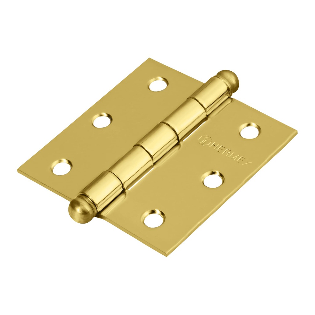 Bisagra cuadrada 2-1/2' a. latonado, cabeza redonda, Hermex