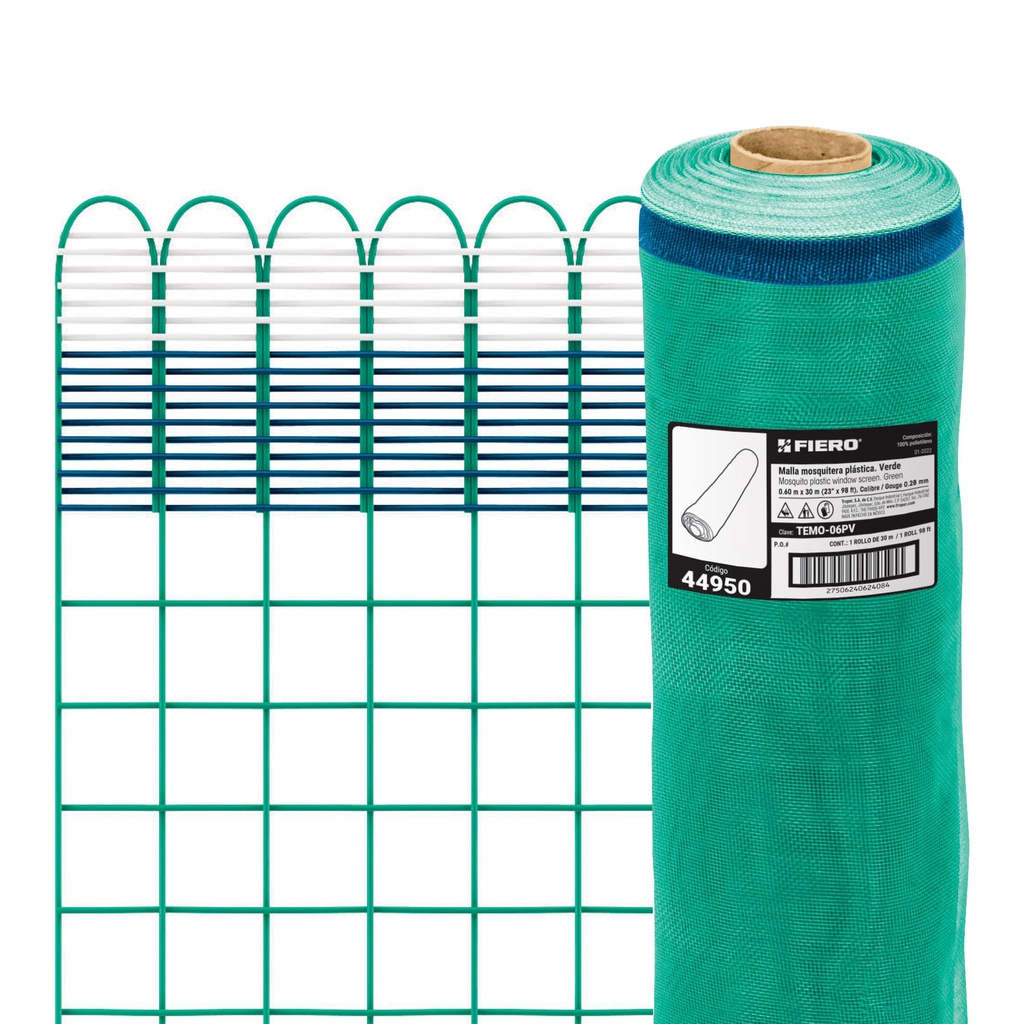 Rollo de 30 m x 0.6 m de malla mosquitera plastica verde