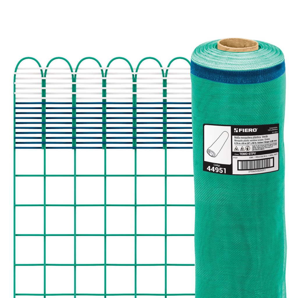 Rollo de 30 m x 0.75 m de malla mosquitera plastica verde