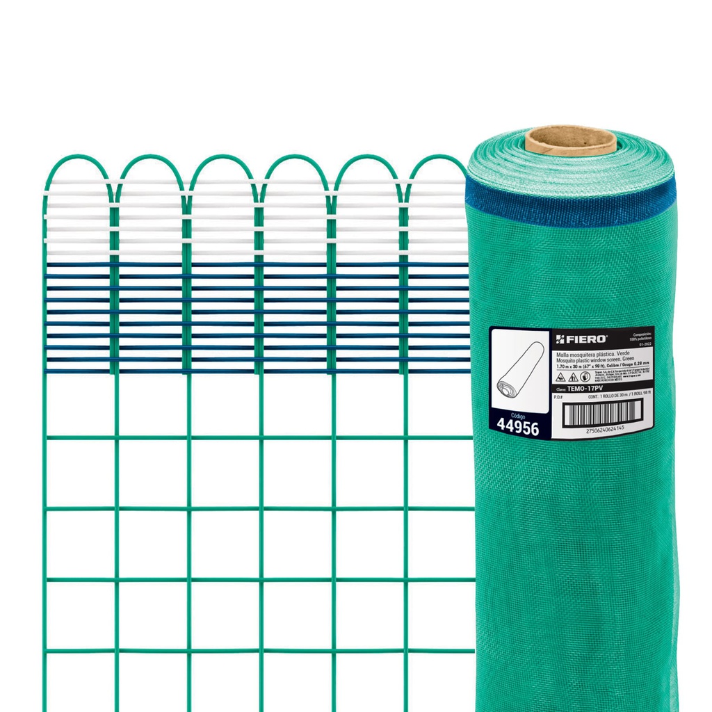 Rollo de 30 m x 1.7 m de malla mosquitera plastica verde