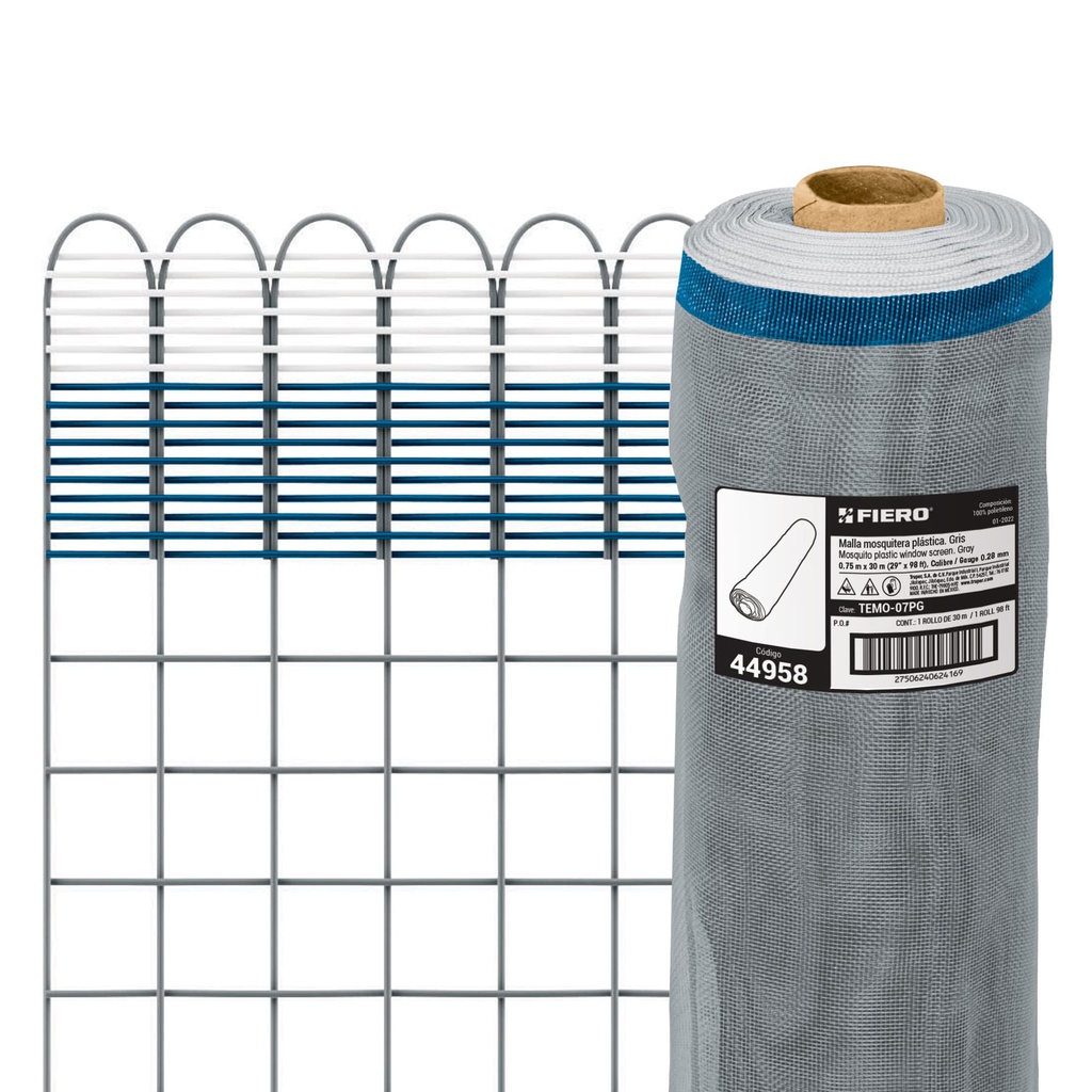 Rollo de 30 m x 0.75 m de malla mosquitera plastica gris