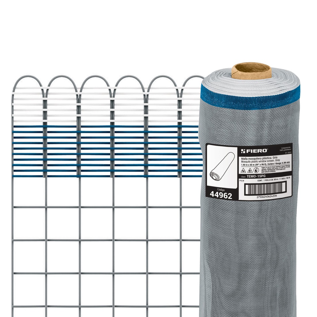 Rollo de 30 m x 1.5 m de malla mosquitera plastica gris