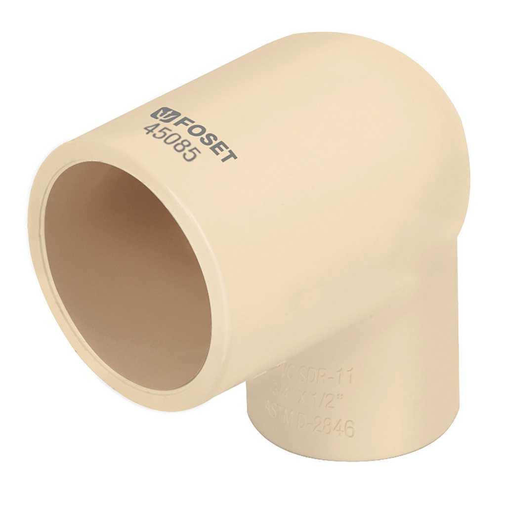 Codo reduccion 90° de CPVC de 3/4' x 1/2', Foset