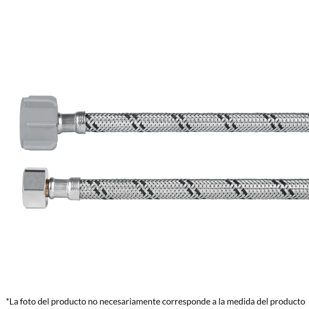 Manguera p/WC, acero inox, 3/8' x7/8' tuerca plastica, 40 cm