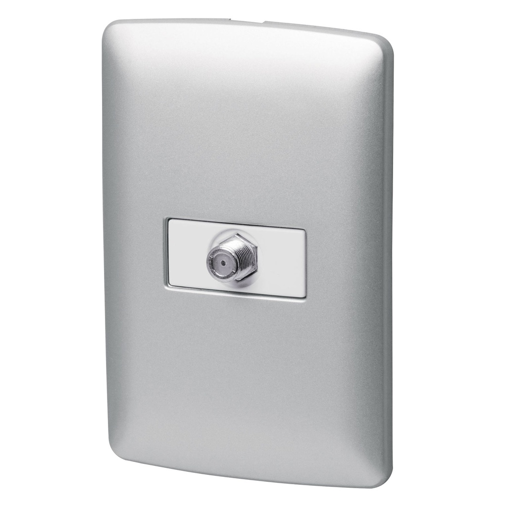 Placa armada con conexion para TV, plata, linea Italiana
