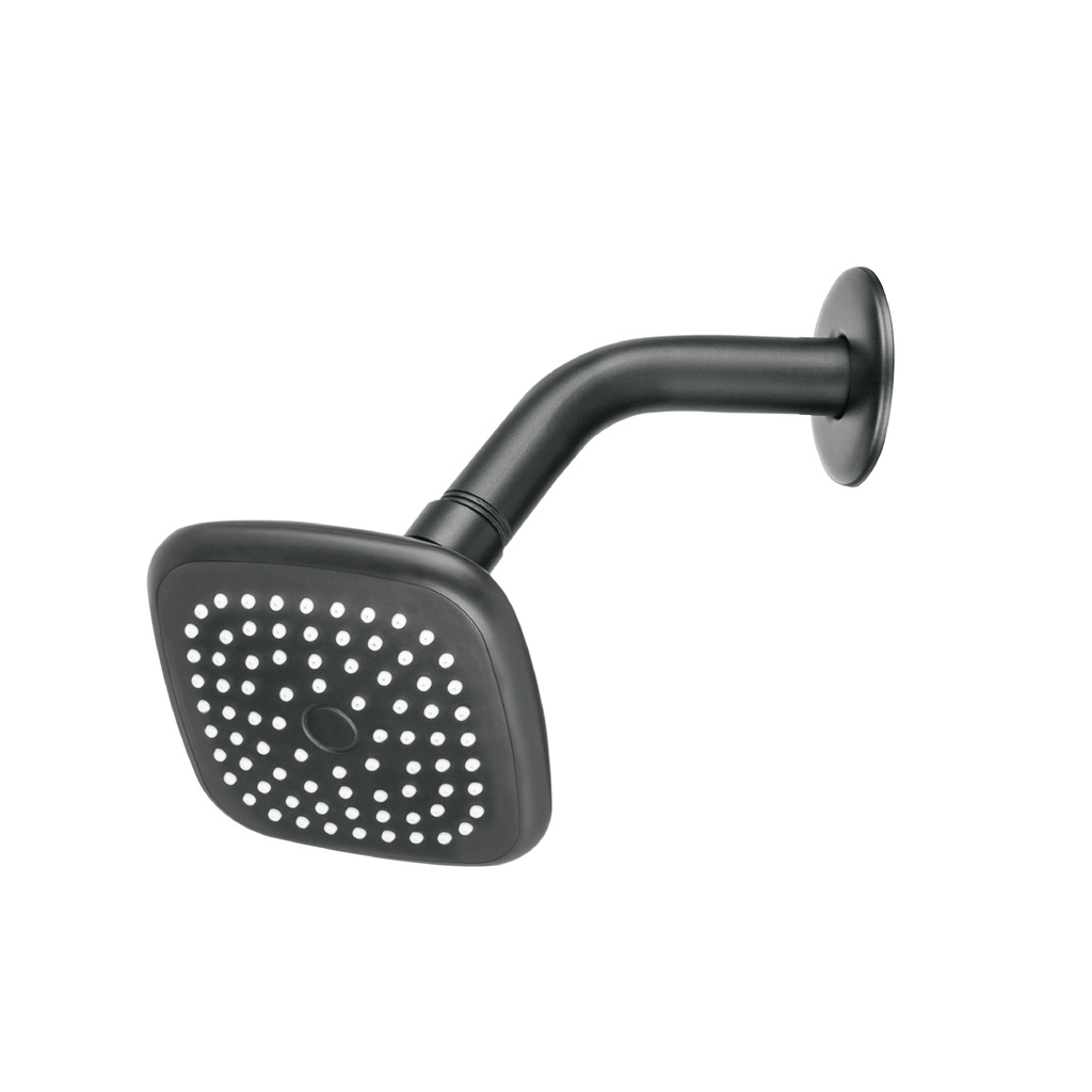 Regadera cuadrada 3-3/4' brazo y chapeton, negro, Basic
