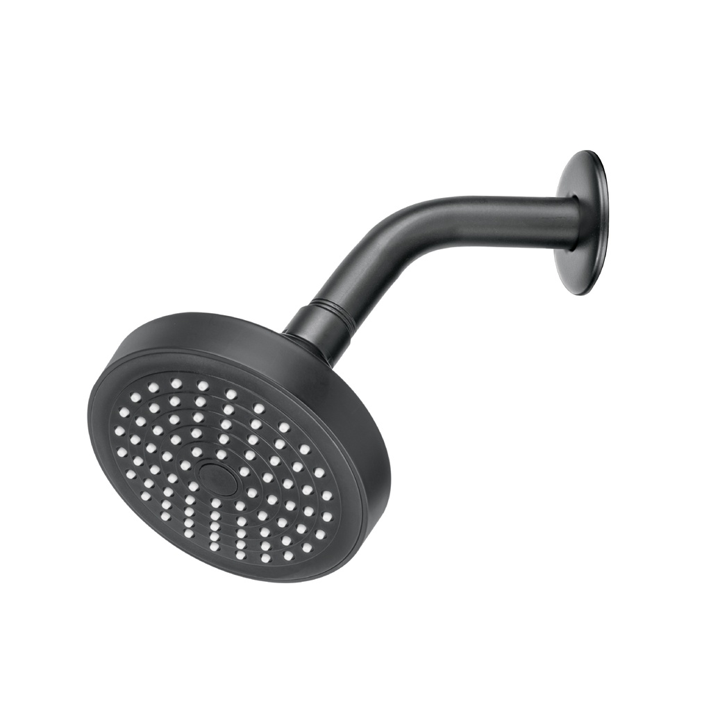 Regadera redonda 4-1/4' brazo y chapeton, negro, Basic