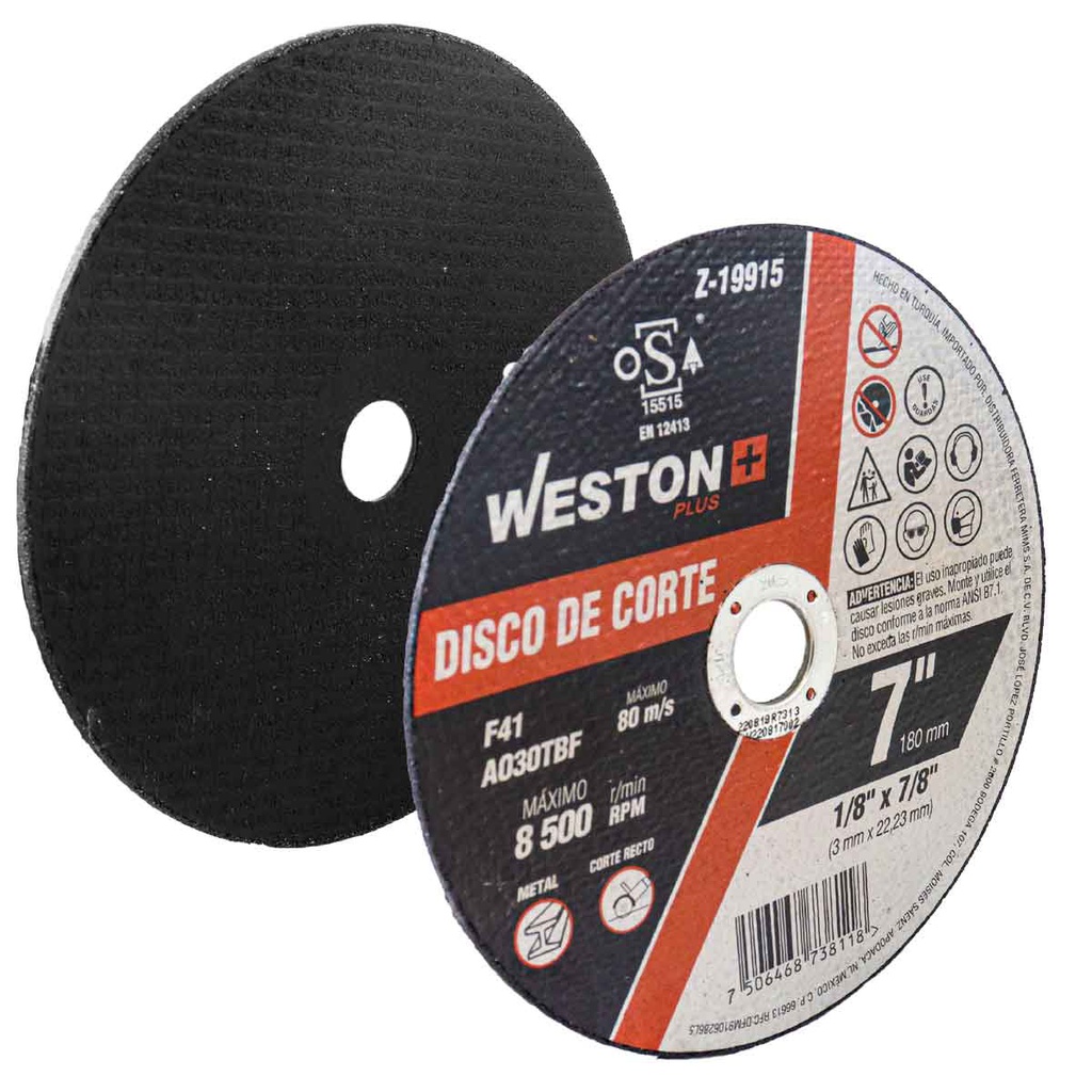 DISCO D/CORTE P/METAL 7'' x 1/8''(3) x 7/8'' F41 (OSA)