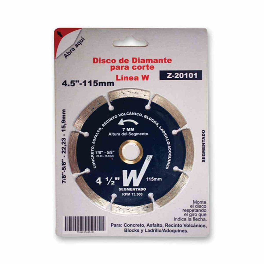 DISCO DIAMANTE 4.5&quot;SEGMENTADO LIN.W