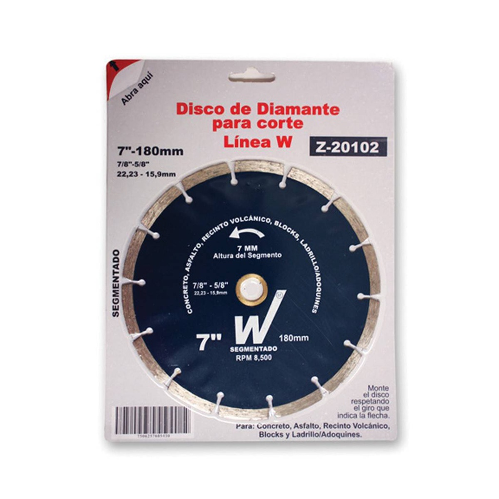 DISCO DIAMANTE 7&quot;SEGMENTADO LIN.W