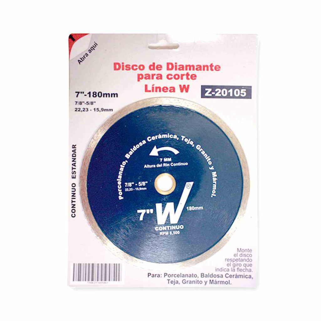 DISCO DIAMANTE 7&quot; CONTINUO ESTANDAR