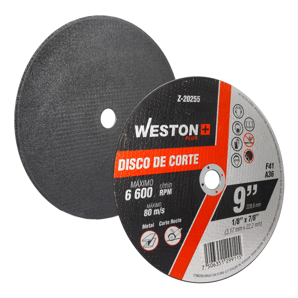 DISCO D/CORTE P/METAL 9'' x 1/8''(3.17) x 7/8'' F41