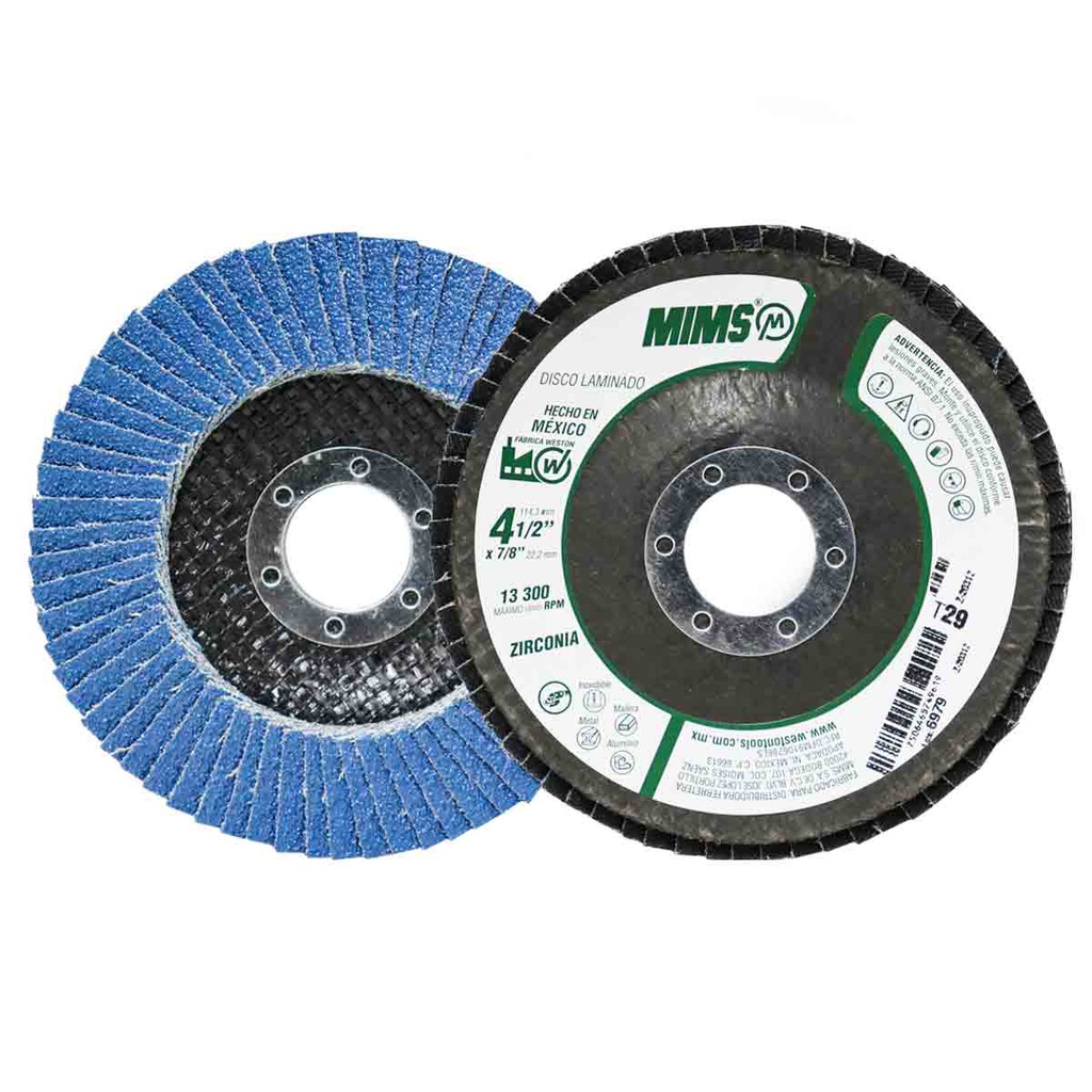 DISCO LAMINADO MIMS 4-1/2” X 7/8” G40 (Z-AZUL)