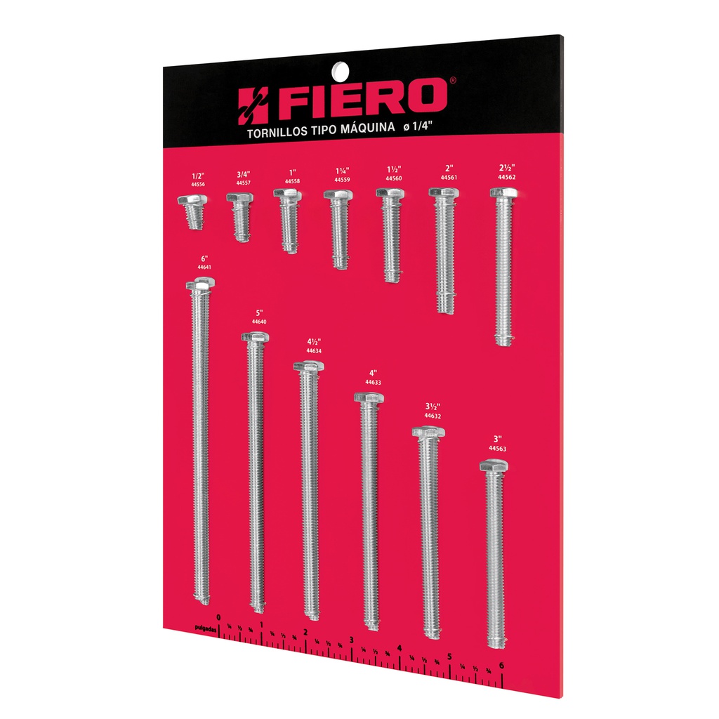 Exhibidor Fiero con tornillos tipo maquina, 1/4'