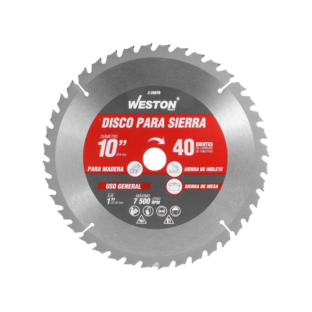 DISCO PARA SIERRA CIRCULAR P/MADERA 10'' X 1'' 40DT