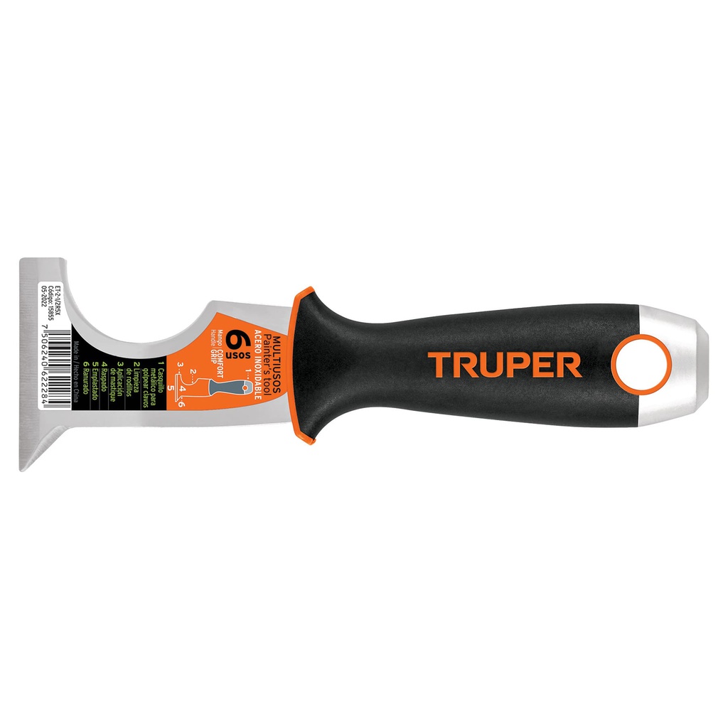 Espatula 2-1/2' de 6 usos, acero inox, Comfort Grip, Expert