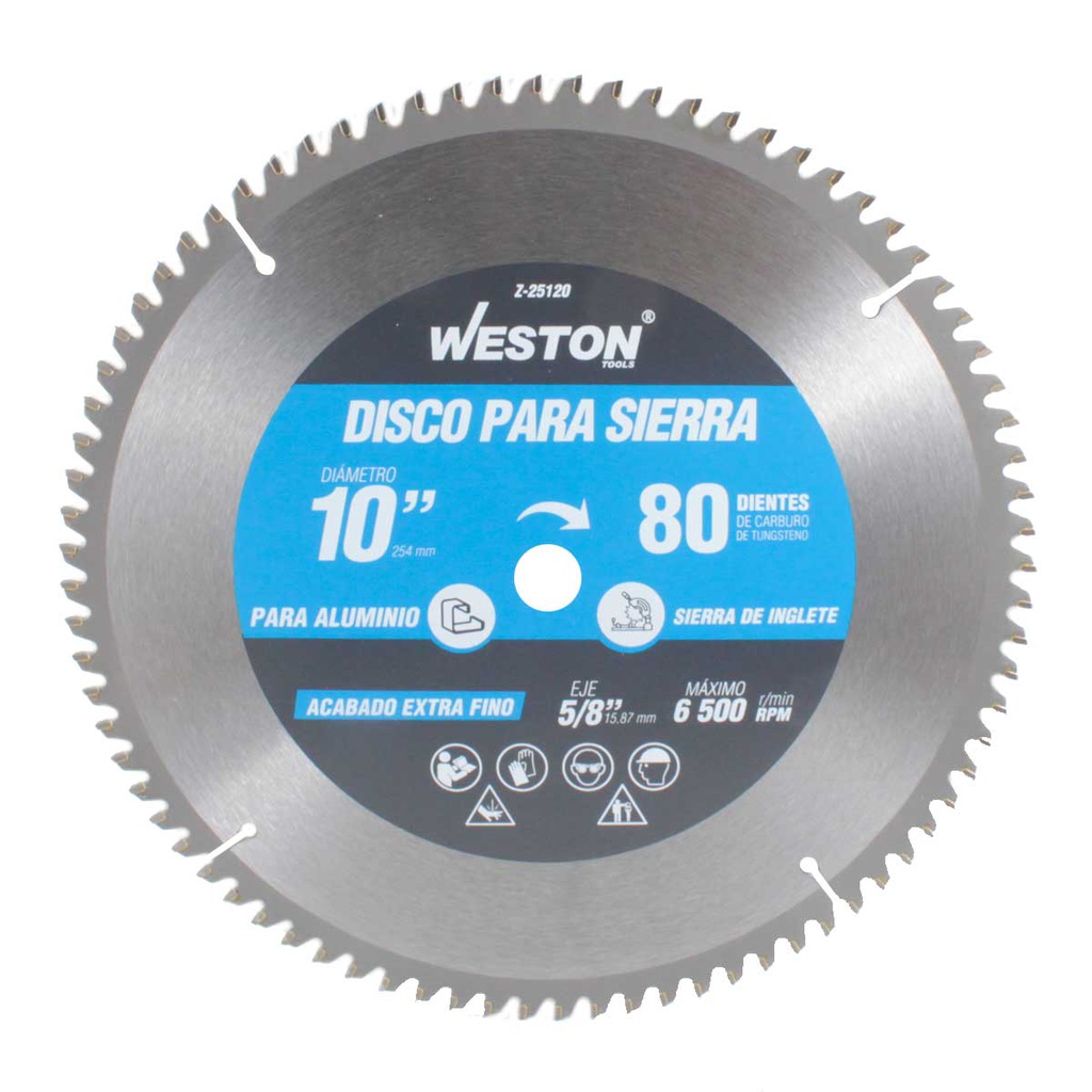 DISCO PARA SIERRA CIRCULAR P/ALUMINIO 10'' X 5/8'' 80DT