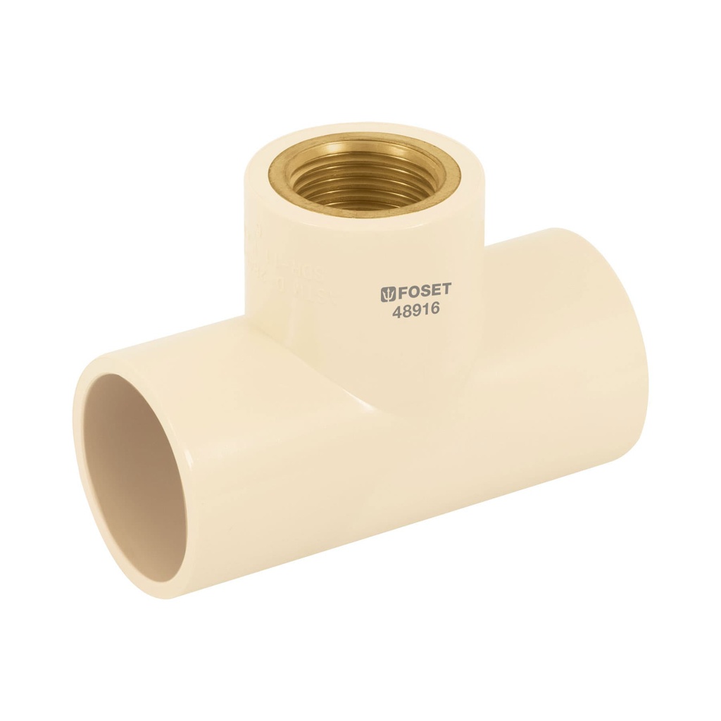 Tee reducida hembra de CPVC 1' x 1' x 1/2' inserto laton