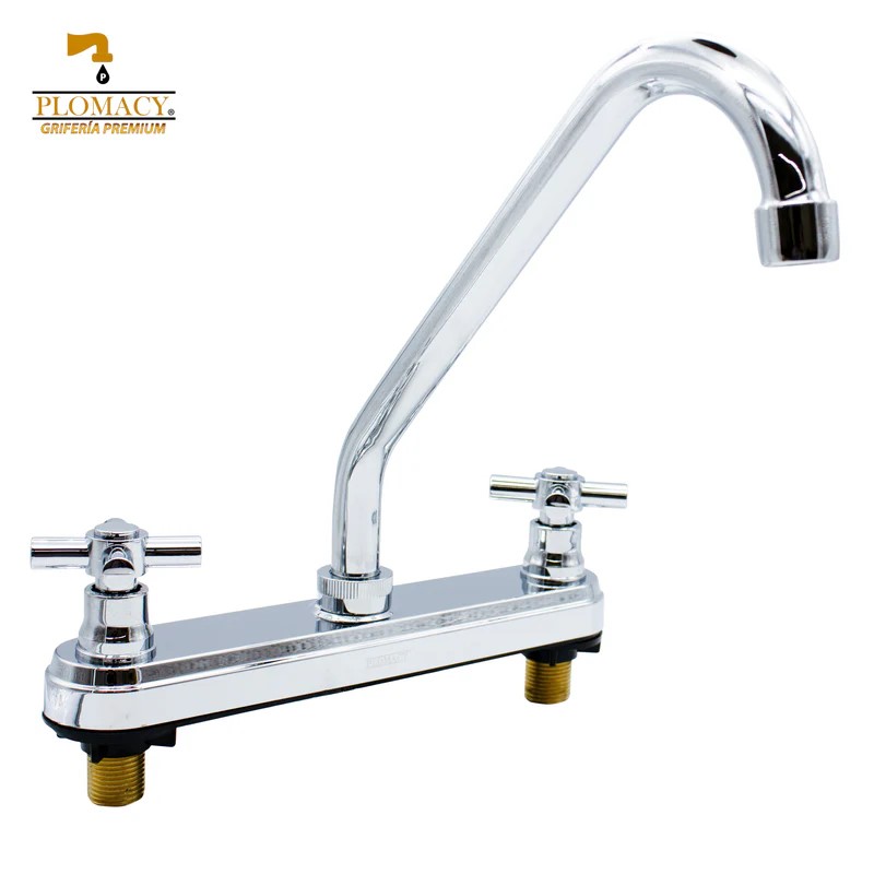 Mezcladora Para Fregadero 8" Hibrida Cuello Flexible Maneral Tipo Cruz Negro Mate Plomacy  (PM8N)