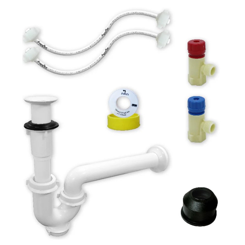 Kit De Instalacion Para Lavabo Con Cespo-Facil Rejilla Blanca, FF Polimacx 1/2&quot; x 45 cms. (3190)
