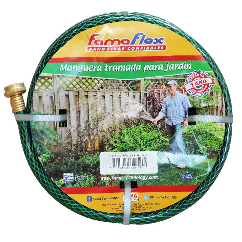 Manguera Para Jardin Tramada Armada 13mm. - 1/2" X 25Mts.   (2613)