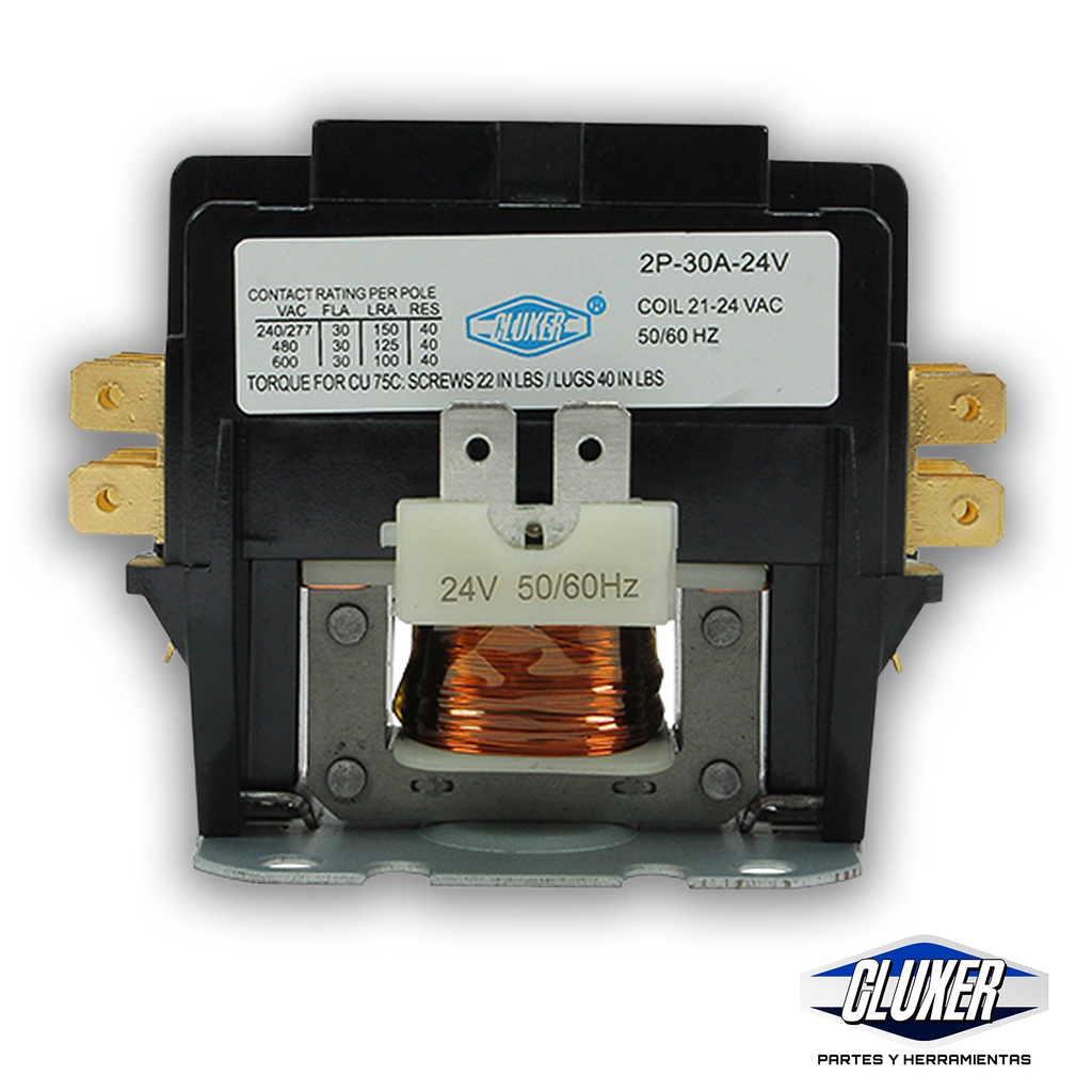 1 Contactor 2 Polos 30 Amps Bobina 21-24vac, 50/60hz