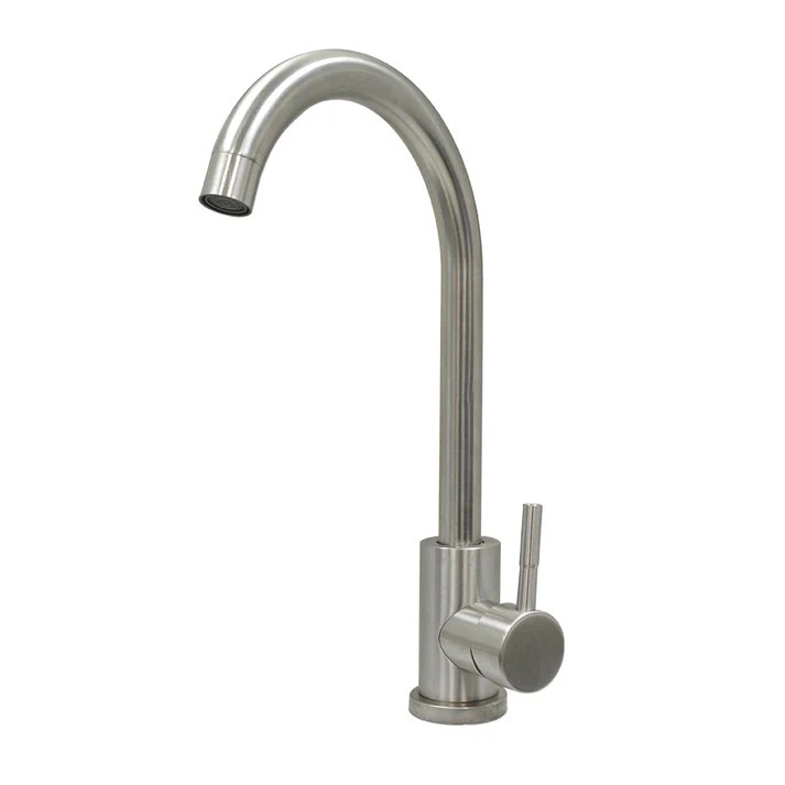 MEZCLADORA MONO DE ACE.INOX 304 PICO TUBULAR P/FREG ACA.SATINADO