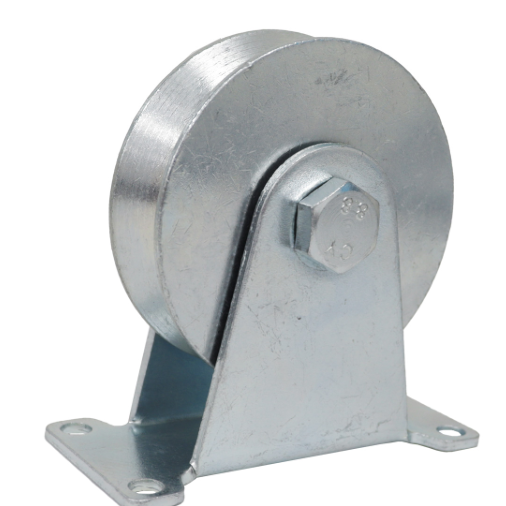 RUEDA C/BASE P/PUERTA CORREDIZA  D/ACERO ZINCADA RANURA "V" FIJA 2-1/4" X 21.5MM