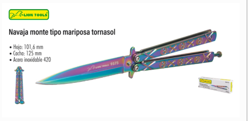 9575 Navaja monte tipo mariposa gancho tornasol