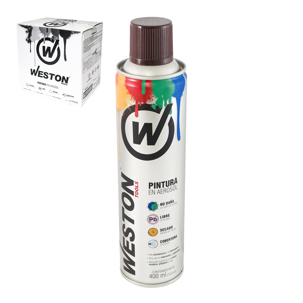 PINTURA AEROSOL CAFE MADERA 400ml (Precio x Caja - Caja C/12 pzs)