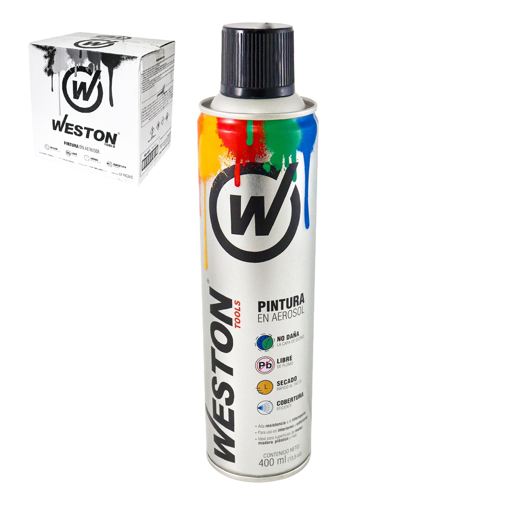 PINTURA AEROSOL NEGRO BRILLANTE 400ml (Precio x Caja - Caja C/12 pzs)