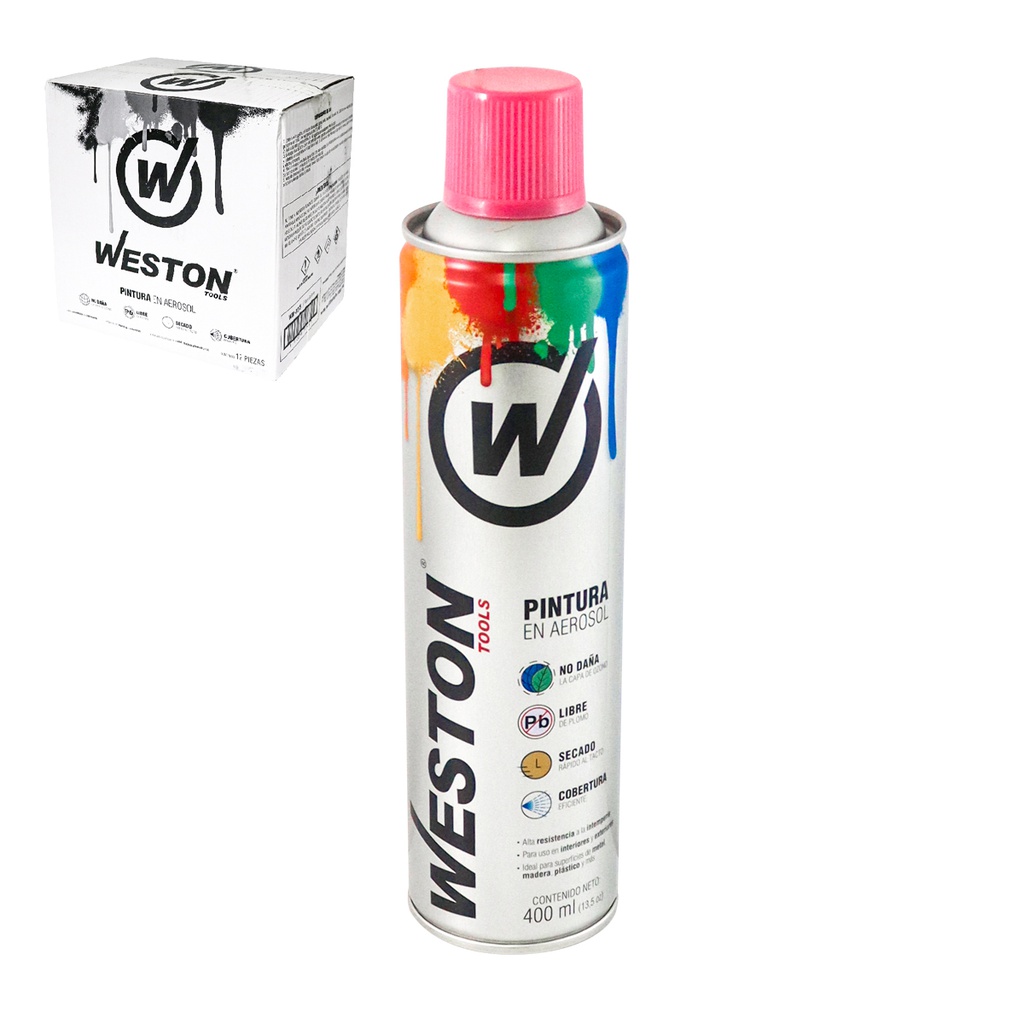 PINTURA AEROSOL ROSA BRILLANTE 400ml (Precio x Caja - Caja C/12 pzs)