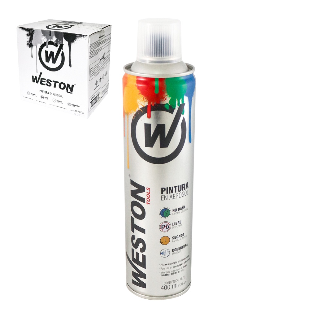 PINTURA AEROSOL TRANSPARENTE 400ml (Precio x Caja - Caja C/12 pzs)