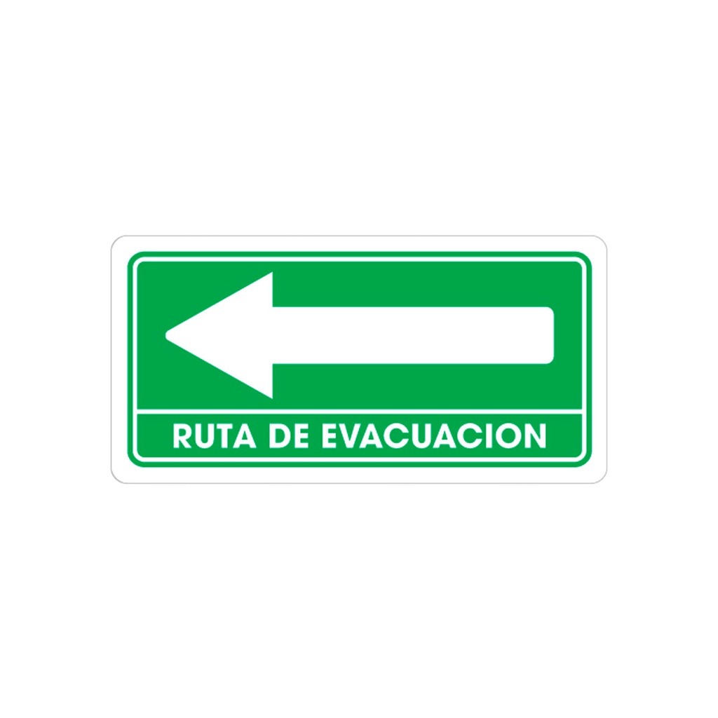 SEÑALAMIENTO RUTA EVACUACION IZQUIERDA 15 X 30CM