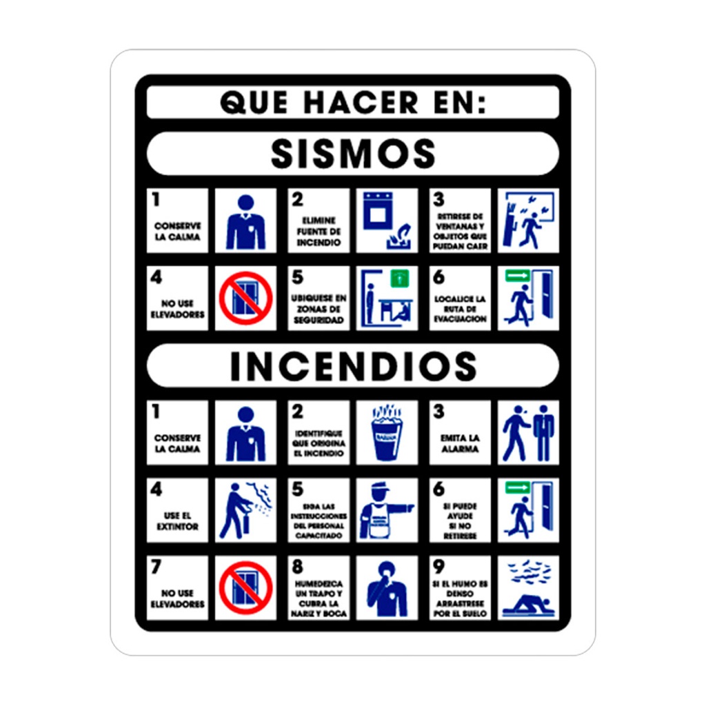 SEÑALAMIENTO SISMO/INCENDIO 25 X 35CM