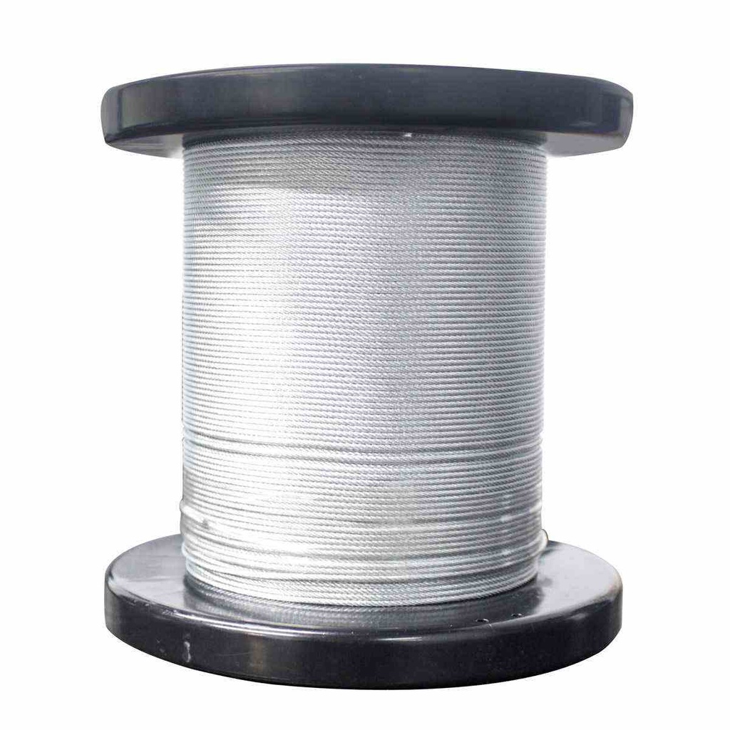 CABLE DE ACERO C/FORRO PLASTICO 7X7 1/8&quot;-3/16&quot; ROLLO 500MTS