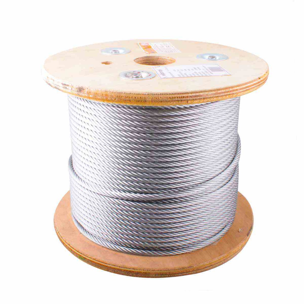 CABLE DE ACERO GALVANIZADO 7X19 1/4&quot; ROLLO 100M