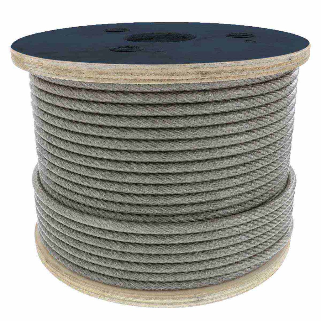 CABLE DE ACERO ALMA DE FIBRA FC  6X19 1/4&quot; ROLLO 500M