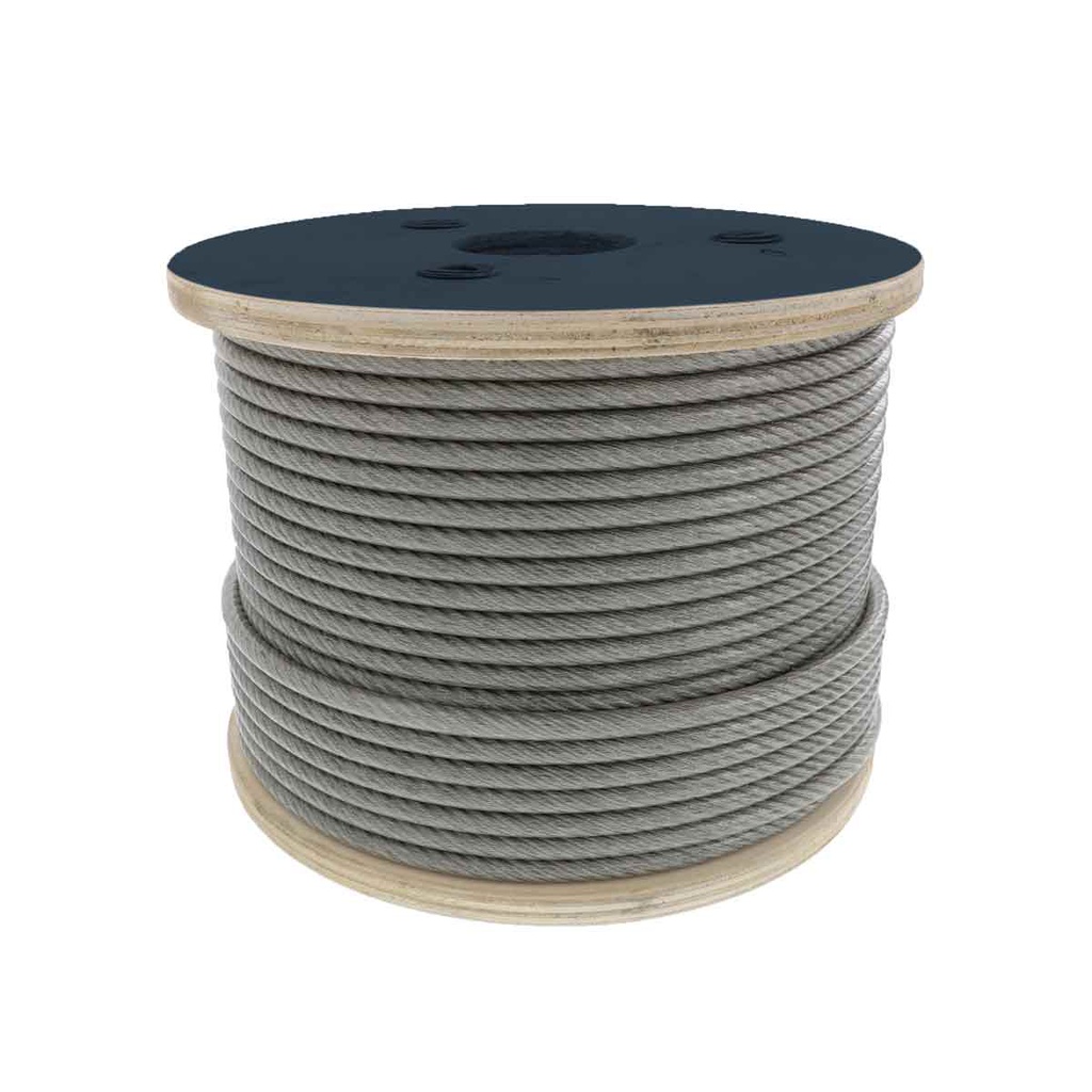 CABLE DE ACERO ALMA DE ACERO IWRC 19X7 3/8&quot; ROLLO 1500M