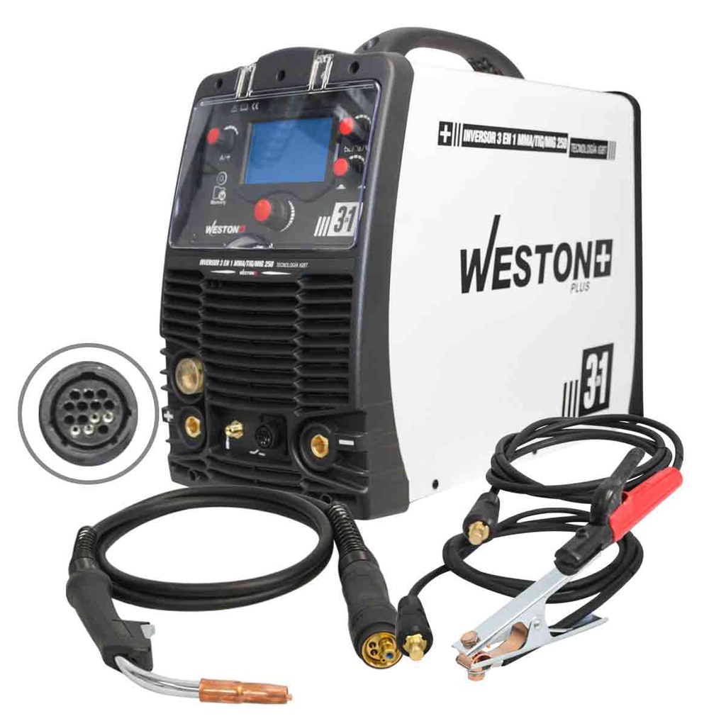 INVERSOR MULTIPROCESO 3EN1 MMA/TIG/MIG 250A 220V