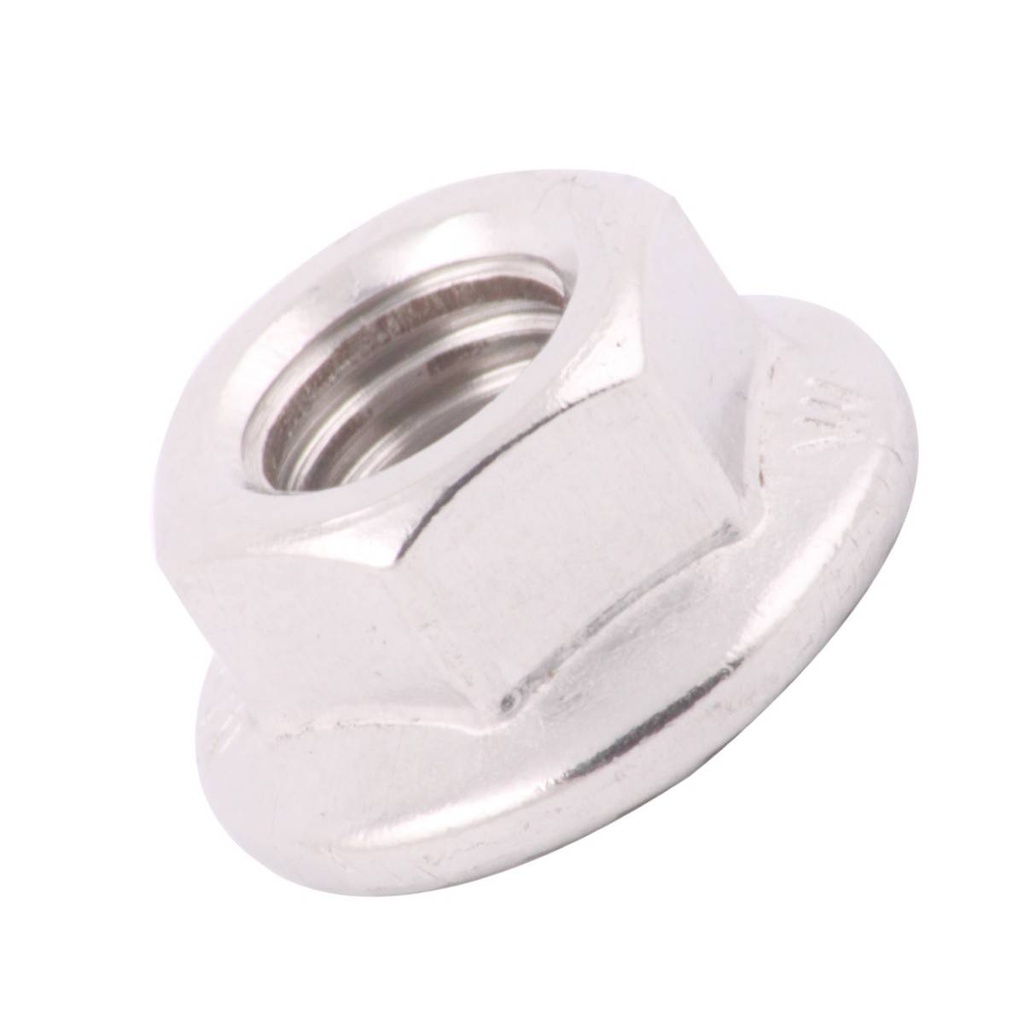 TUERCA HEX. C/ARANDELA DENTADA INOX. 1/4-20   (Precio x Pza - Caja c/100 pzas)