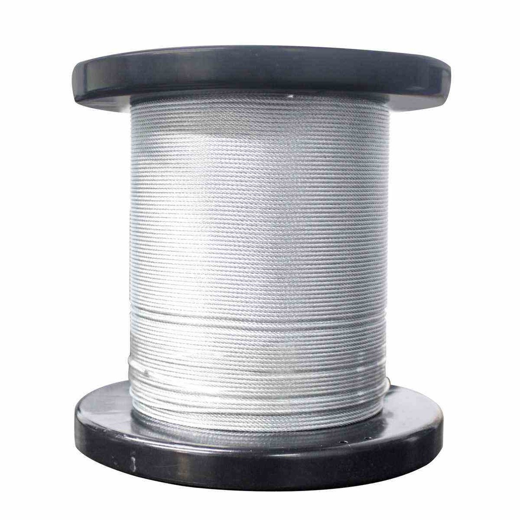 CABLE DE ACERO GALVANIZADO 7X7 1/8" ROLLO 100M